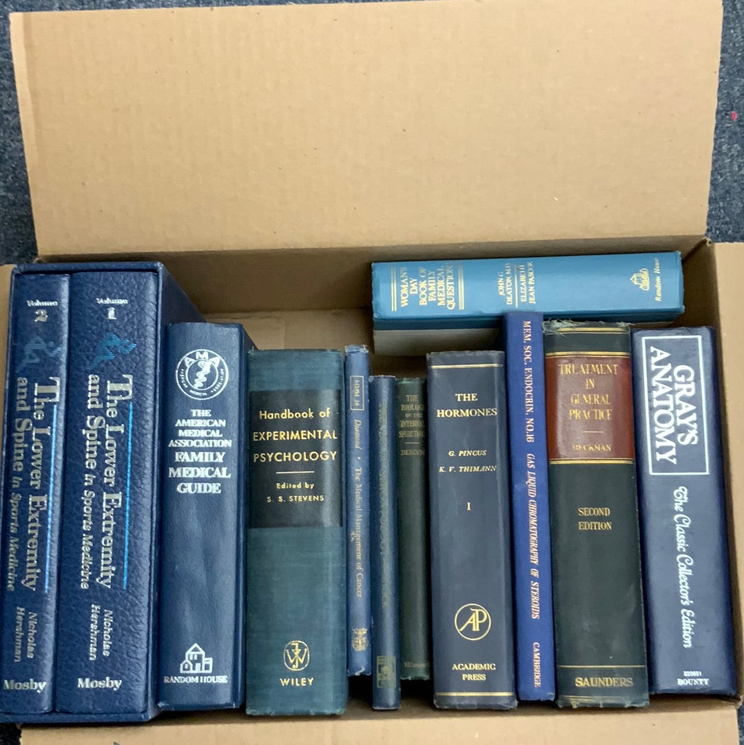 Vintage Blue Medical Books: 12 Books- Book Bundle by Theme