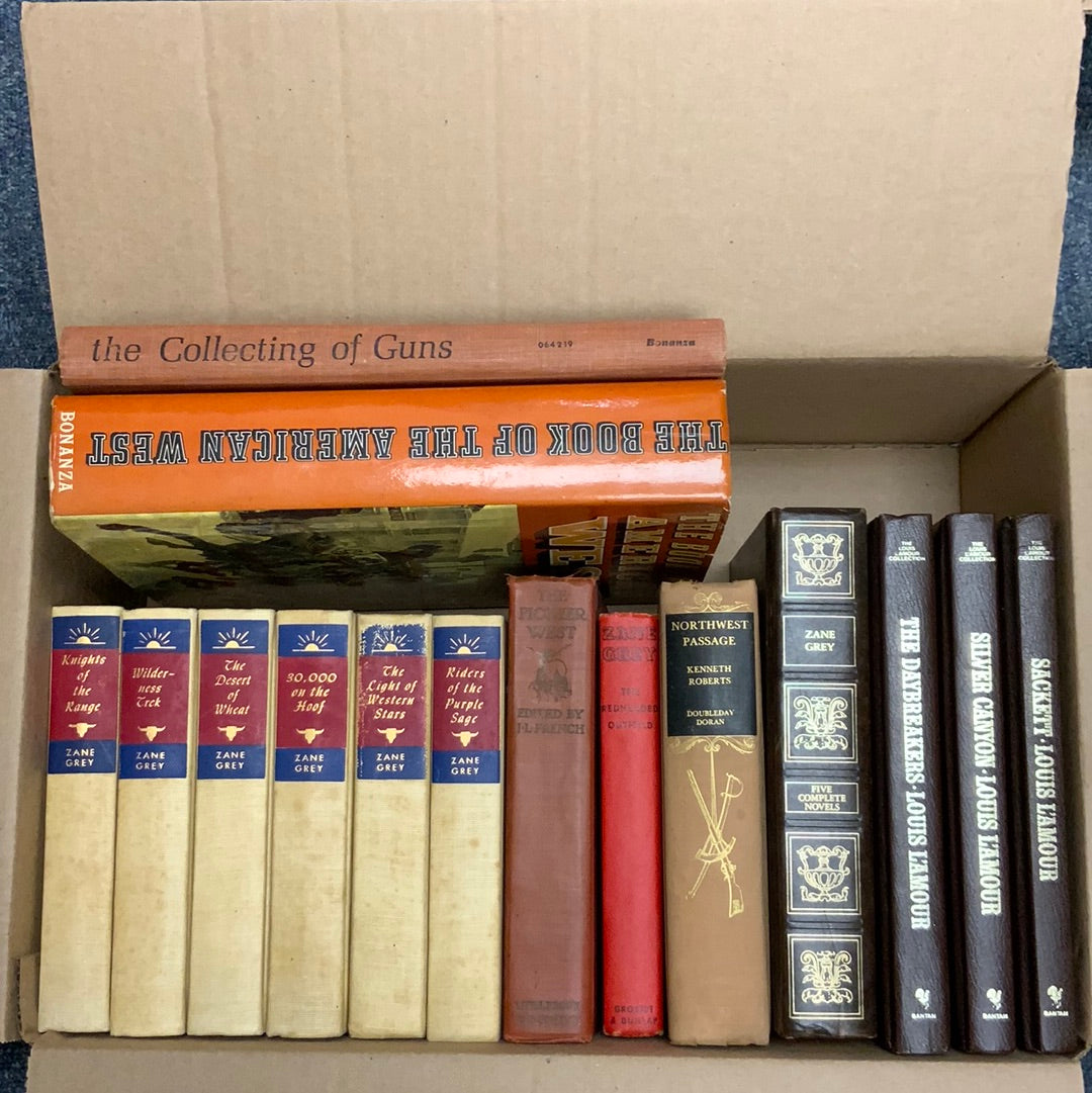 Vintage Western: Zane Grey, Louis L’Amour, and More, 15 Books- Book Bundle by Theme