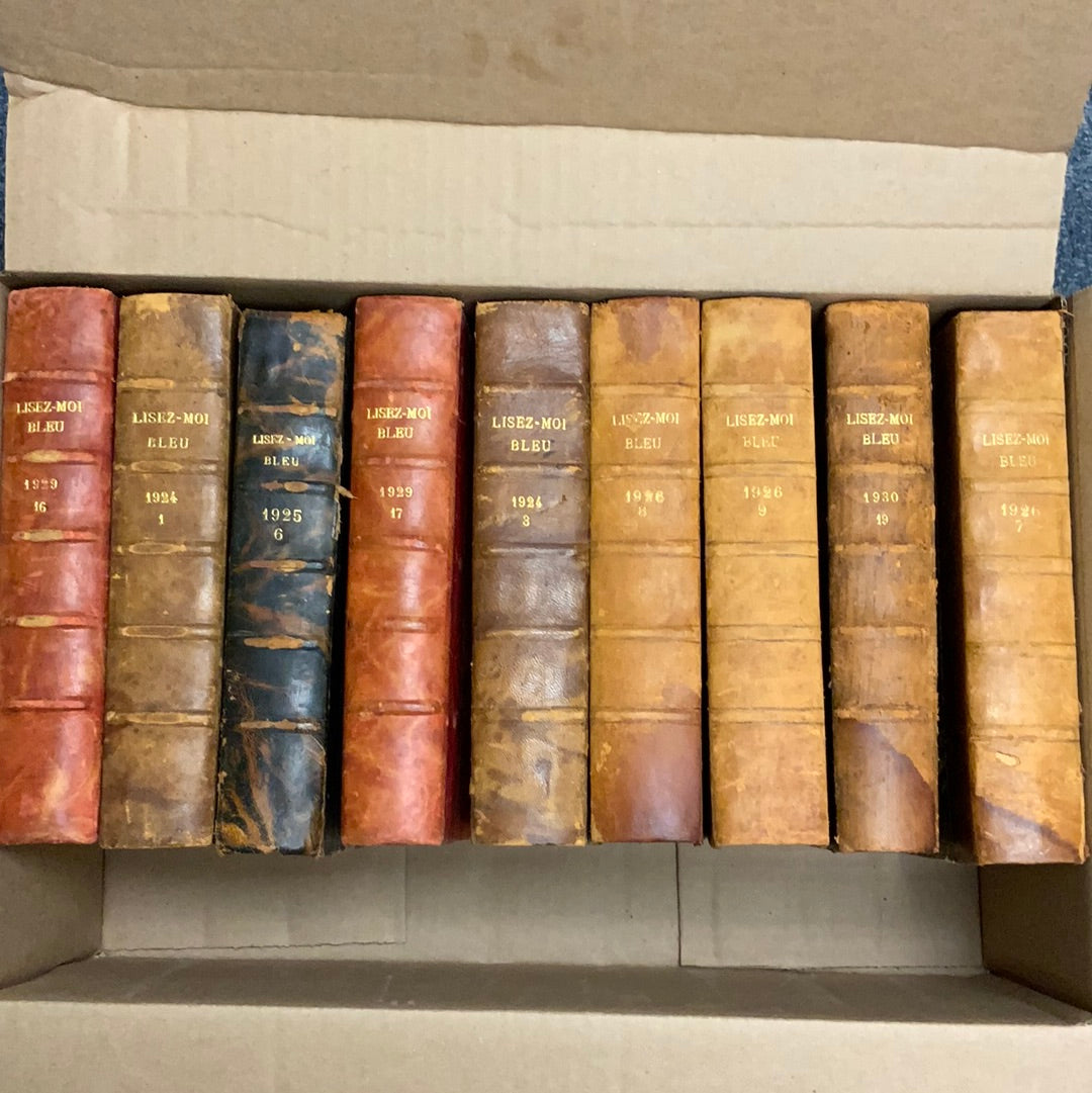 French Antique Marble Leather: 1924-1930, 9 Books- Book Bundle by Theme