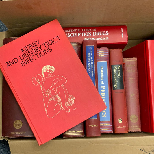 Vintage Red Medical Books: 12 Books- Book Bundle by Theme