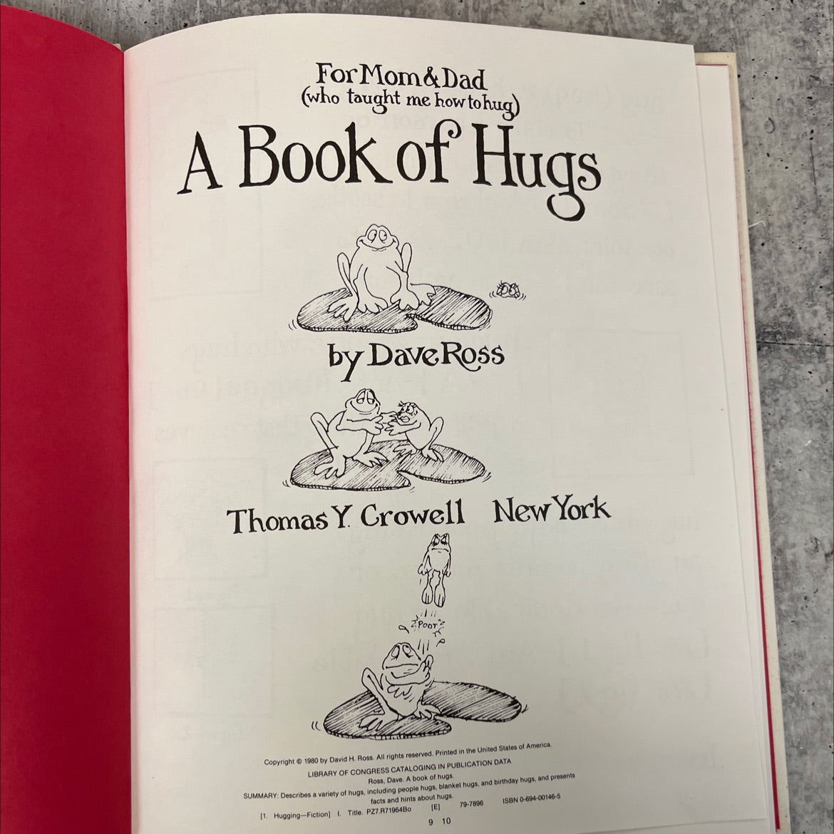 a book of hugs book, by dave ross, 1980 Hardcover image 2