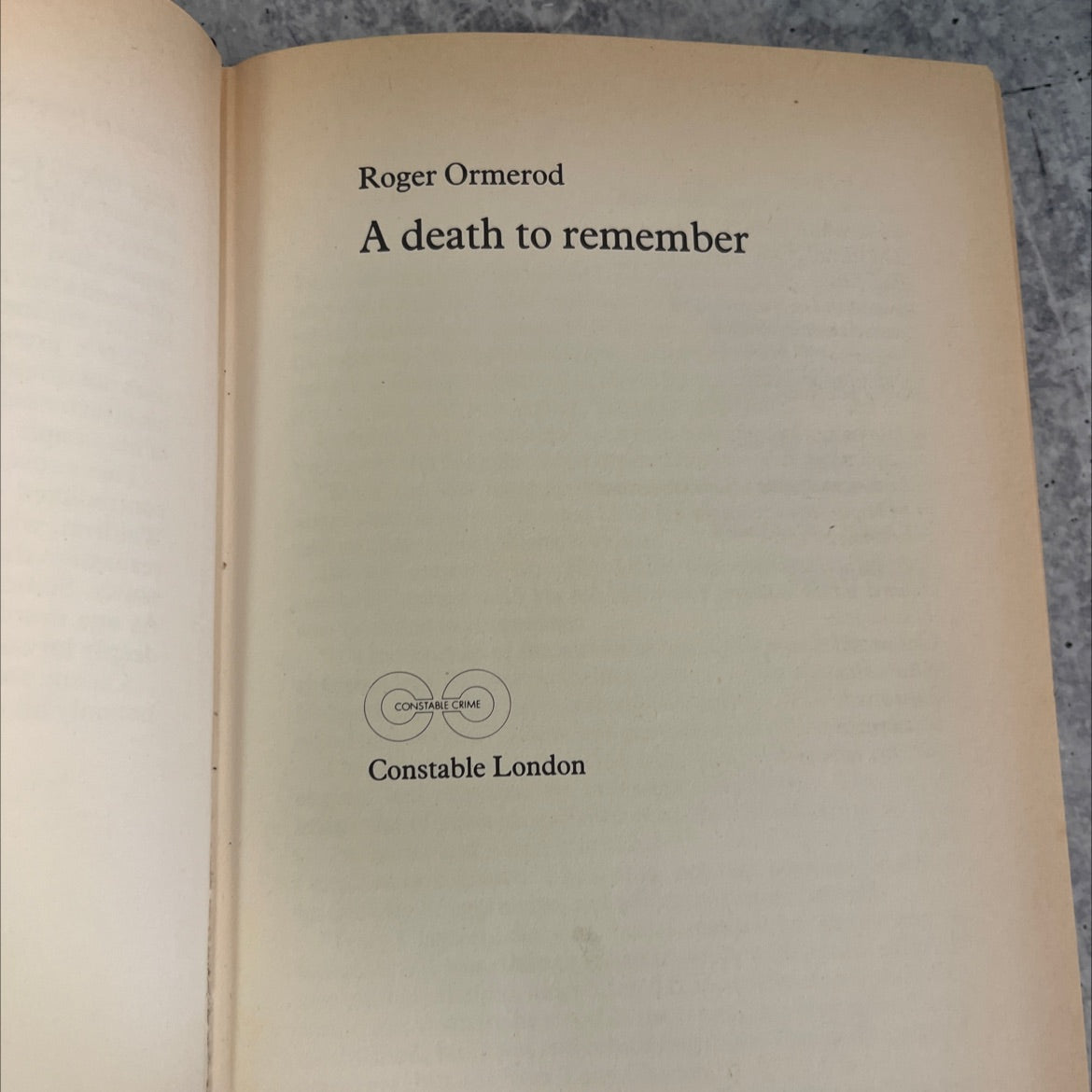 a death to remember book, by roger ormerod, 1986 Hardcover image 2