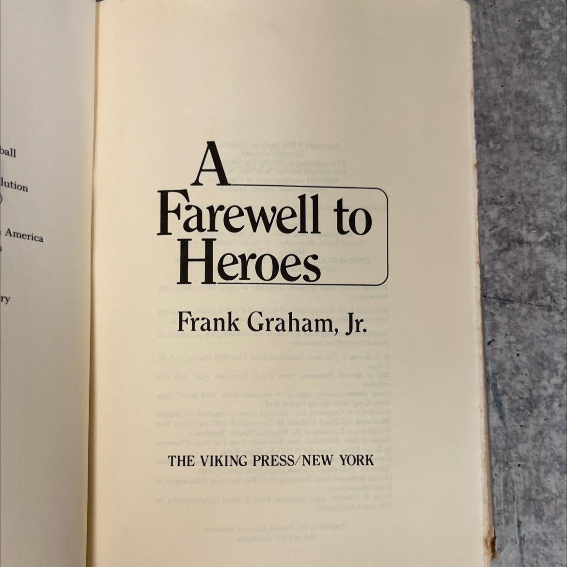 a farewell to heroes book, by Frank Graham, Jr., 1981 Hardcover image 2