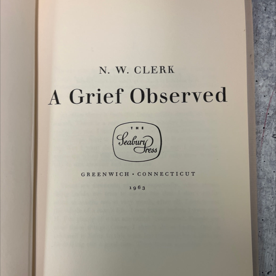 a grief observed book, by n. w. clerk, 1963 Hardcover, Vintage, Heavily Used image 2