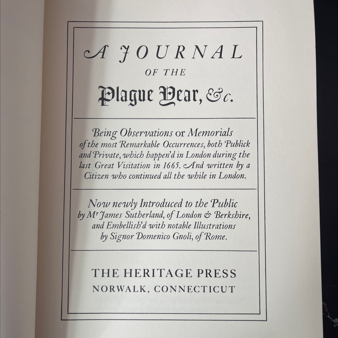 a journal of the plague year, &c. book, by unknown, 1968 Hardcover, Vintage image 2