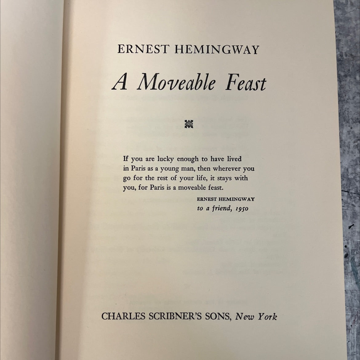 a moveable feast book, by ernest hemingway, 1964 Hardcover, Vintage image 2