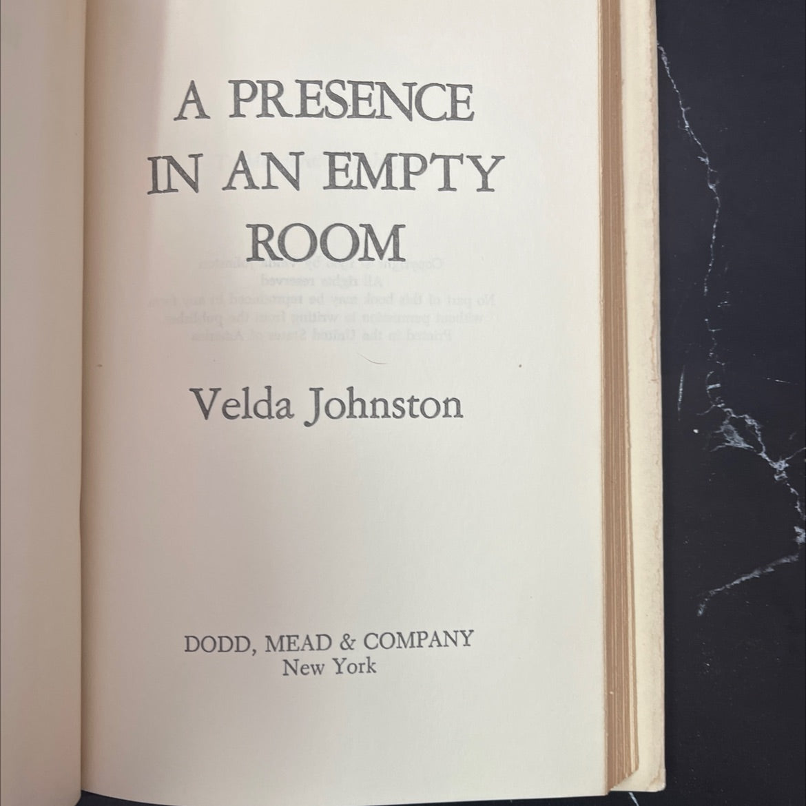 a presence in an empty room book, by Velda Johnston, 1980 Hardcover, Vintage image 2