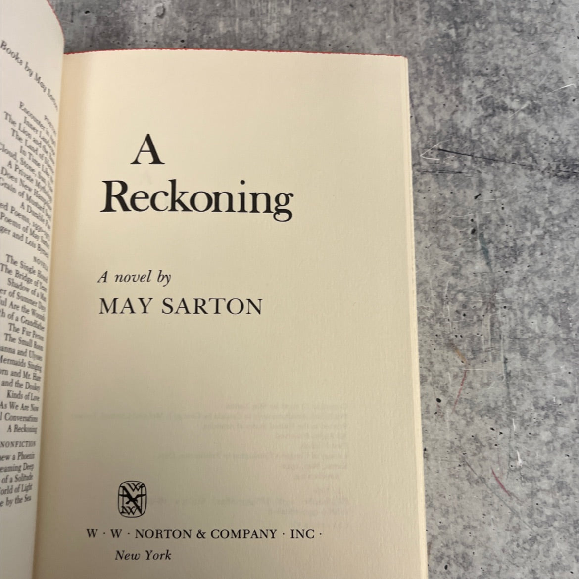 a reckoning book, by may sarton, 1978 Hardcover image 2