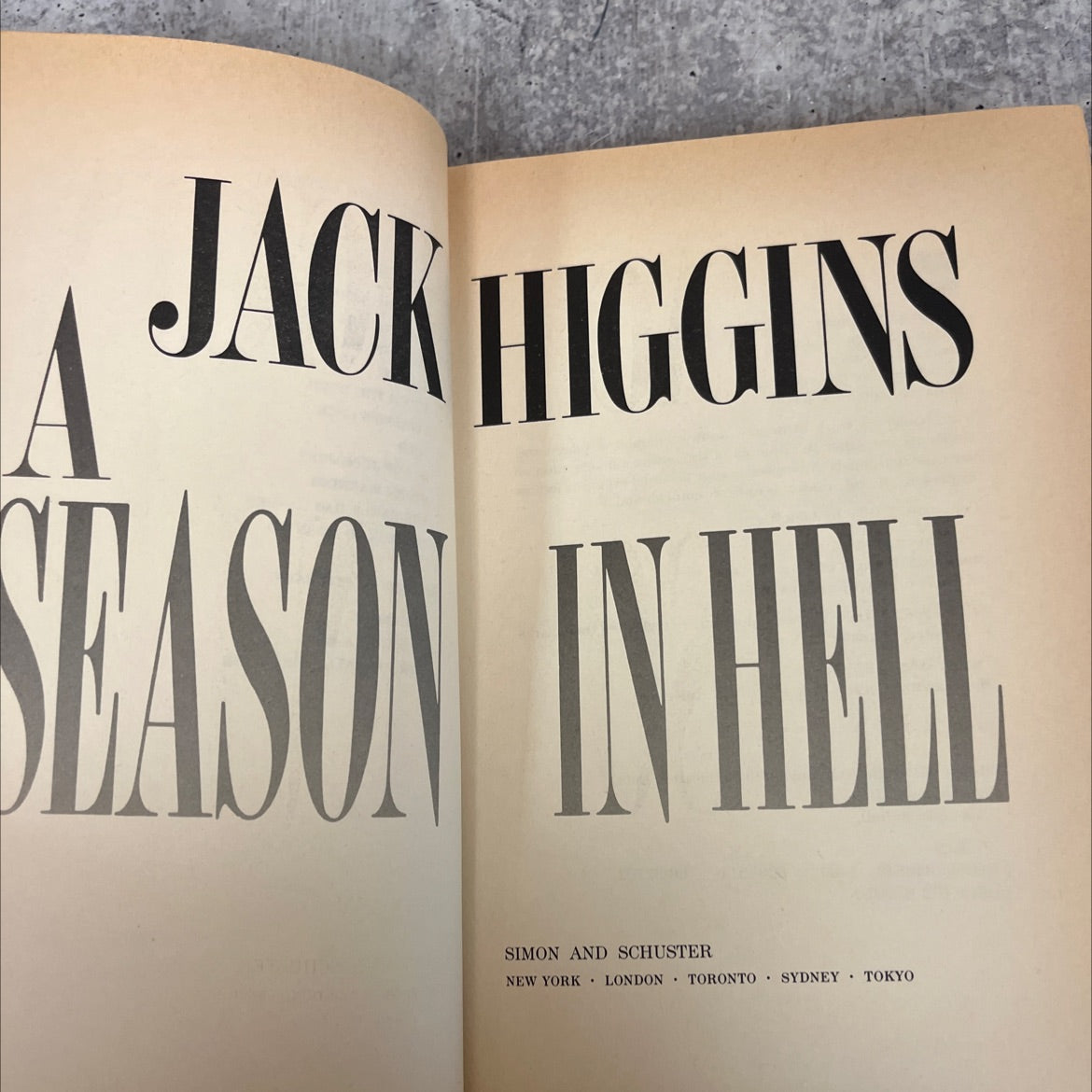 a season in hell book, by Jack Higgins, 1989 Hardcover image 2