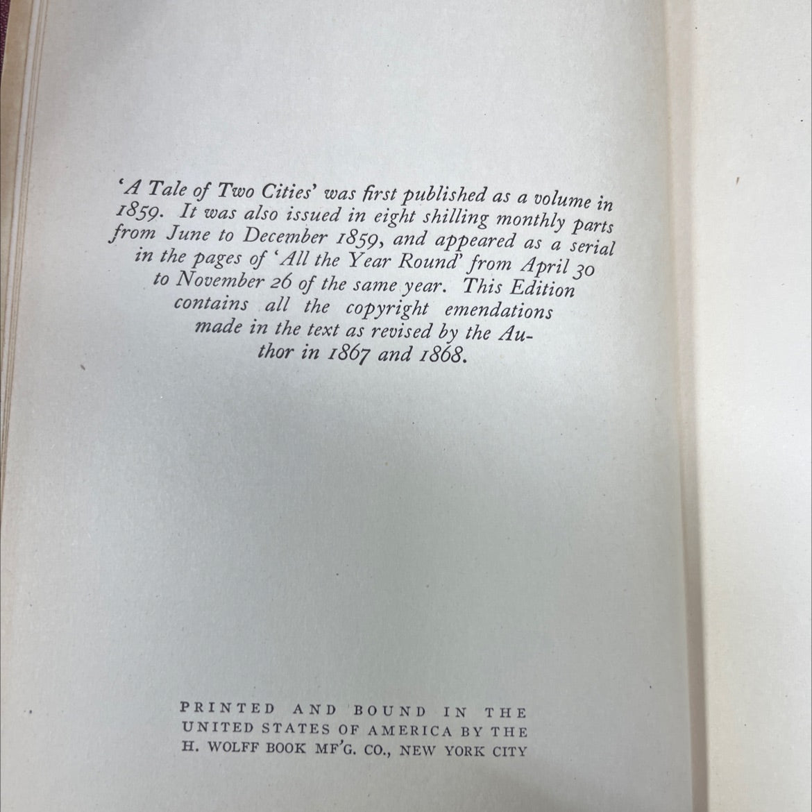 a tale of two cities book, by charles dickens, 1859 Hardcover image 3