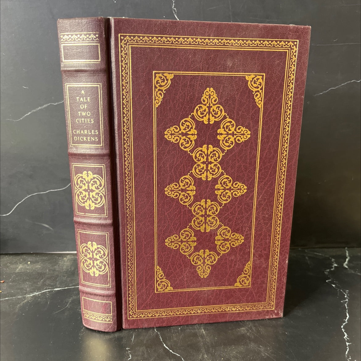 a tale of two cities book, by charles dickens, 1983 Leather, Vintage image 1