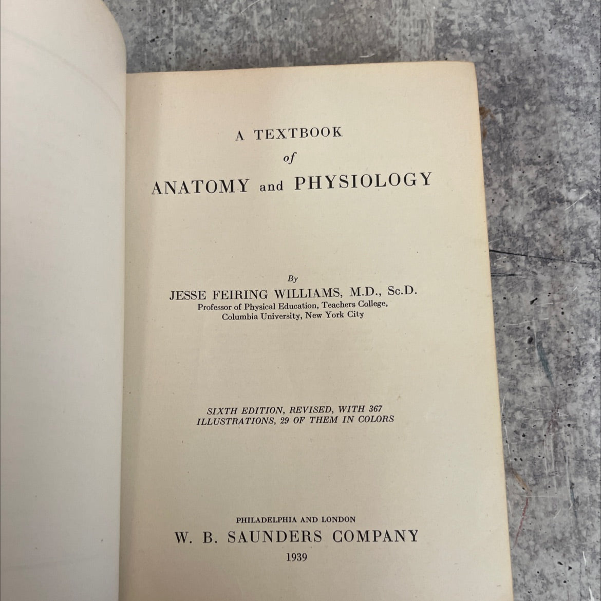 a textbook of anatomy and physiology book, by jesse feiring williams, 1939 Hardcover image 2