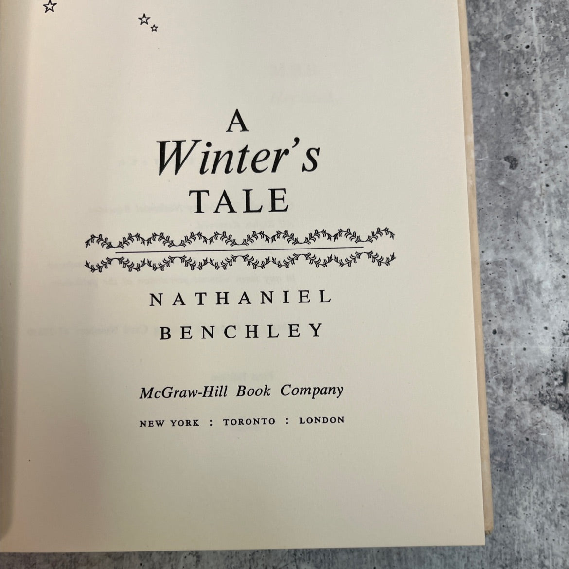 a winter's tale book, by nathaniel benchley, 1964 Hardcover, First Edition, Vintage image 2