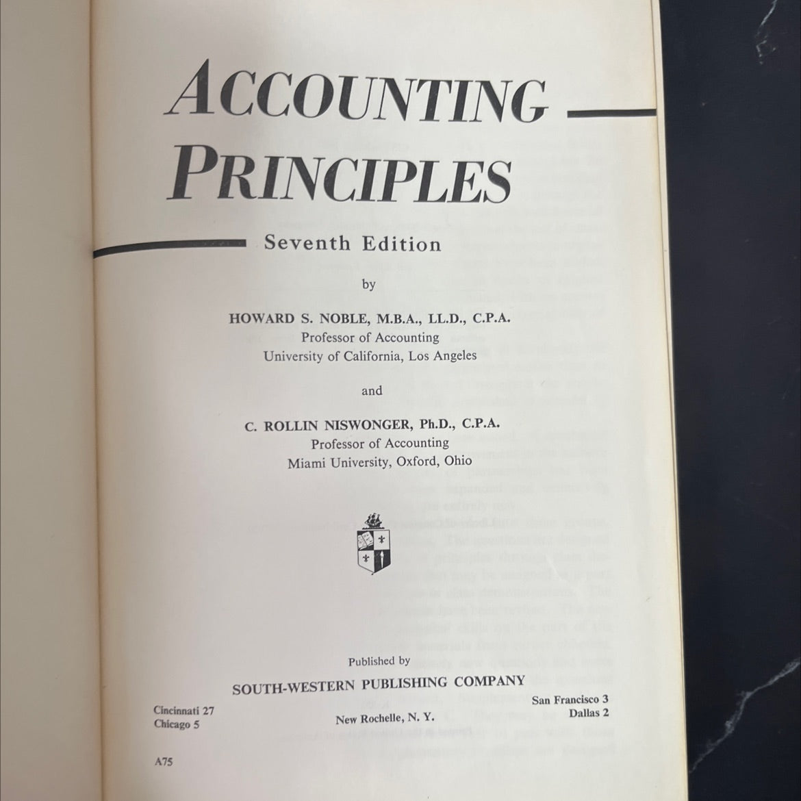 accounting principles book, by howard s. noble, c. rollin niswonger, 1957 Hardcover, Vintage image 2