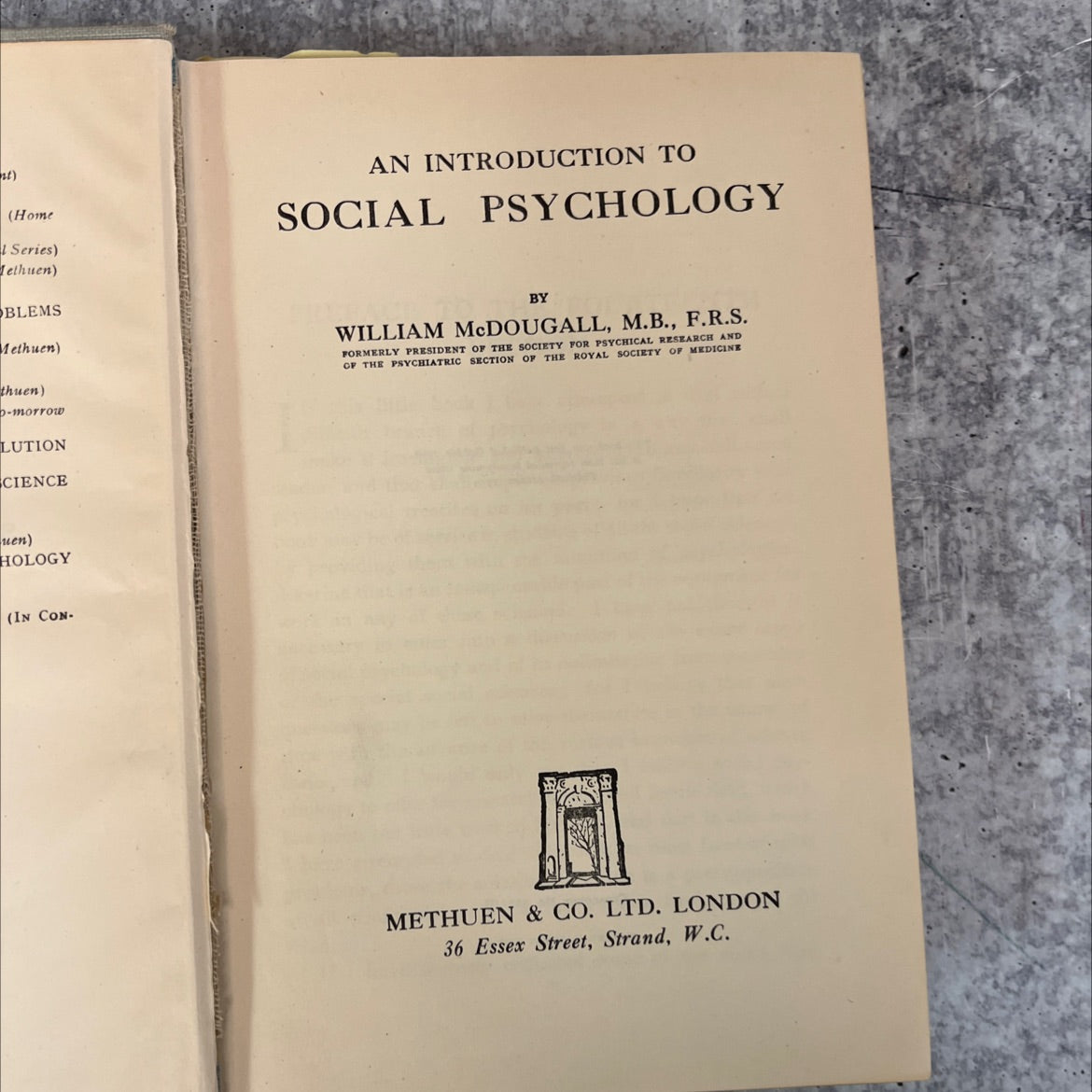 an introduction to social psychology book, by william mcdougall, 1950 Hardcover image 2