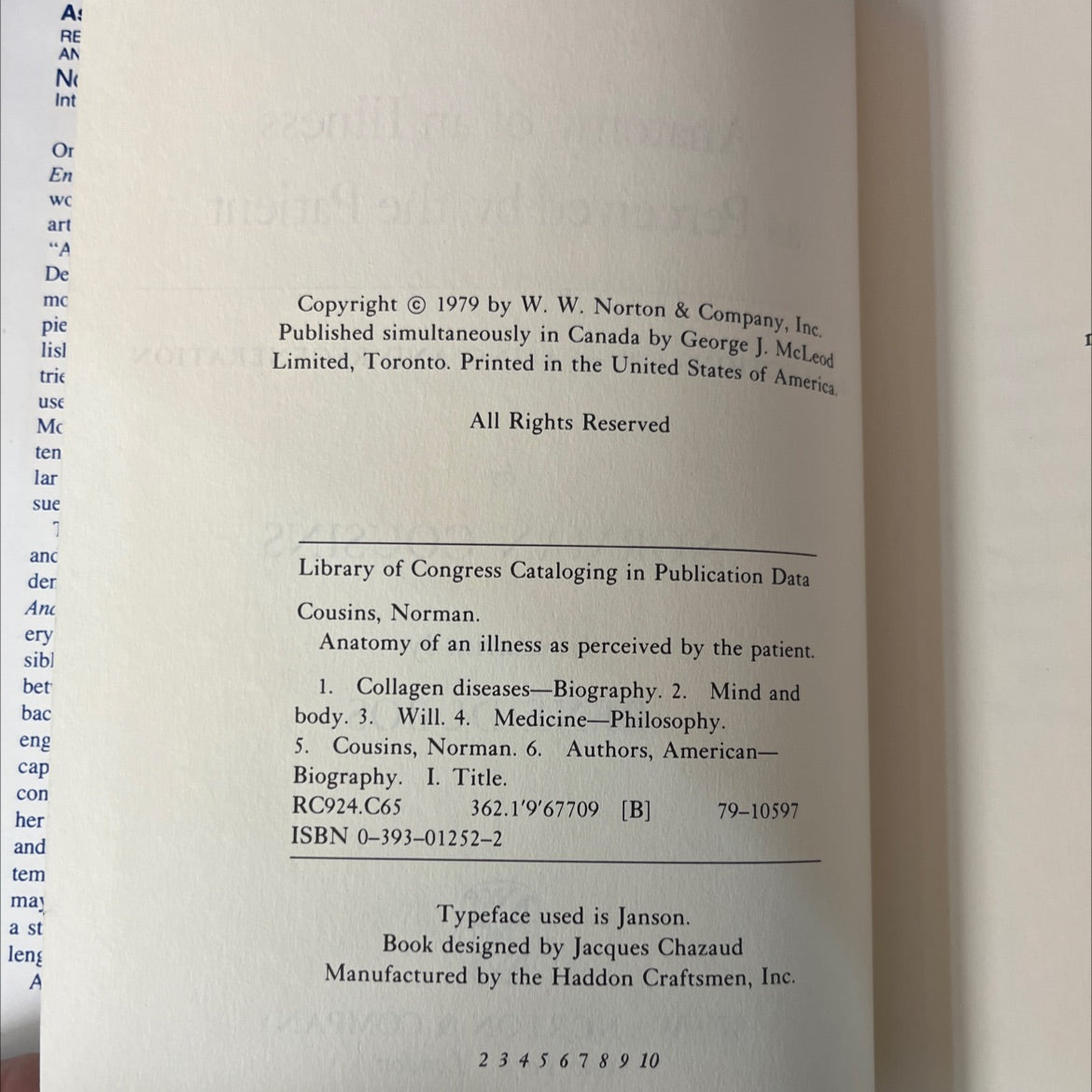 anatomy of an illness as perceived by the patient reflections on healing and regeneration book, by norman cousins, 1979 image 3