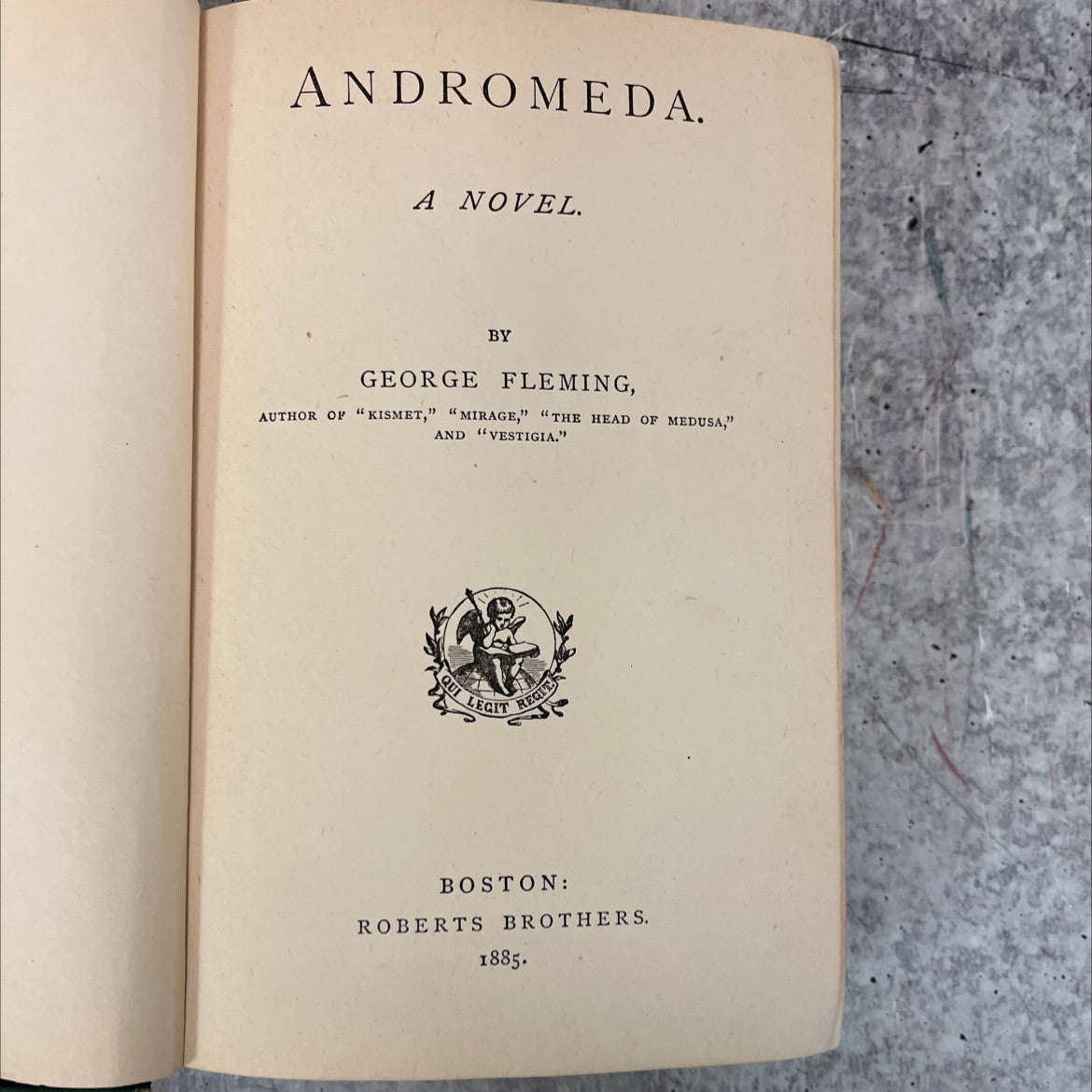 andromeda. a novel. book, by george fleming, 1885 Hardcover, First Edition, Rare, Antique image 2