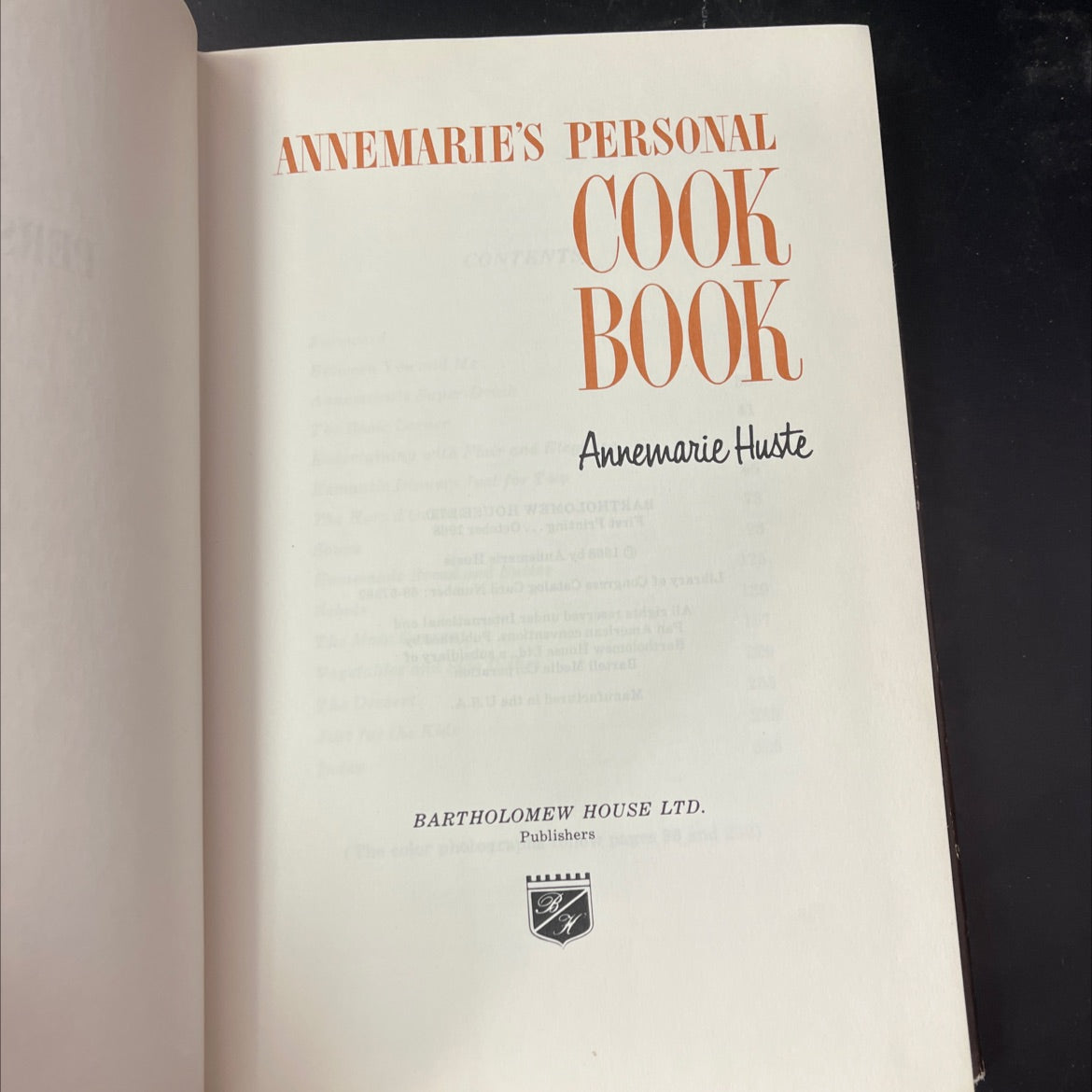 annemarie's personal cook book book, by annemarie huste, 1968 Hardcover, First Edition, Vintage image 2