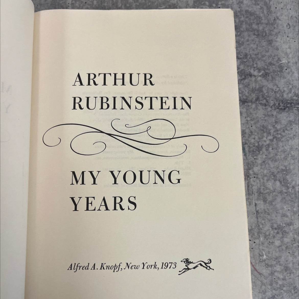 arthur rubinstein my young years book, by Artur Rubinstein, 1973 Hardcover image 2