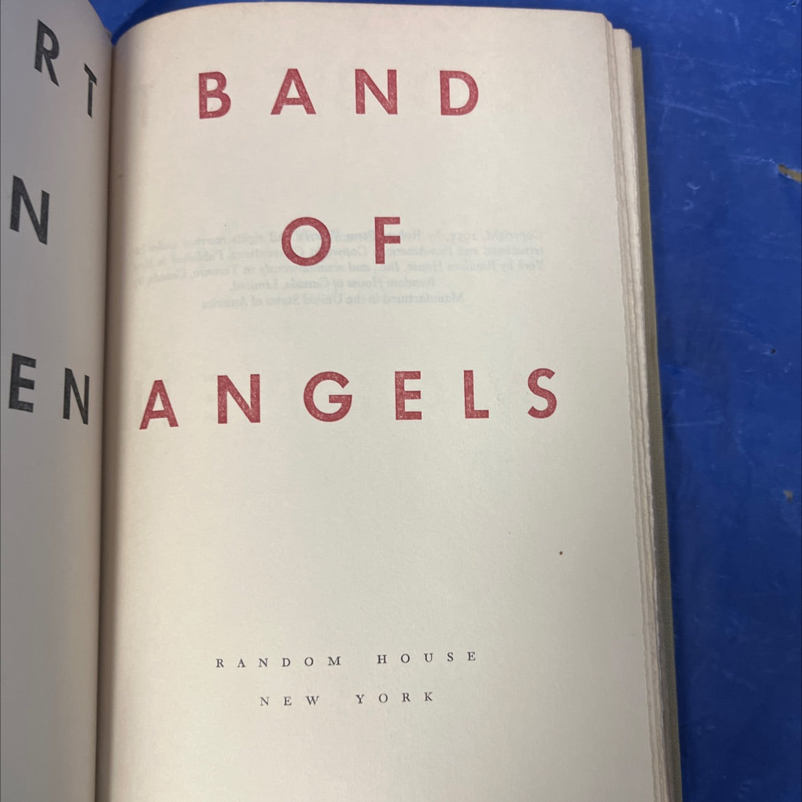 band of angels book, by Robert Penn Warren, 1955 Hardcover image 2