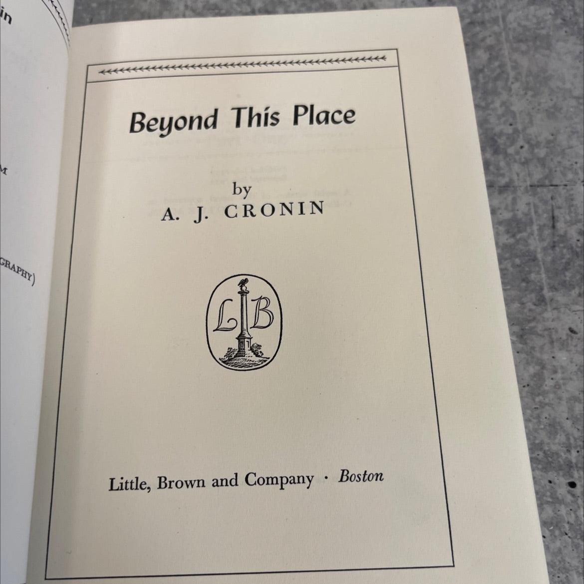 beyond this place book, by a. j. cronin, 1953 Hardcover image 2