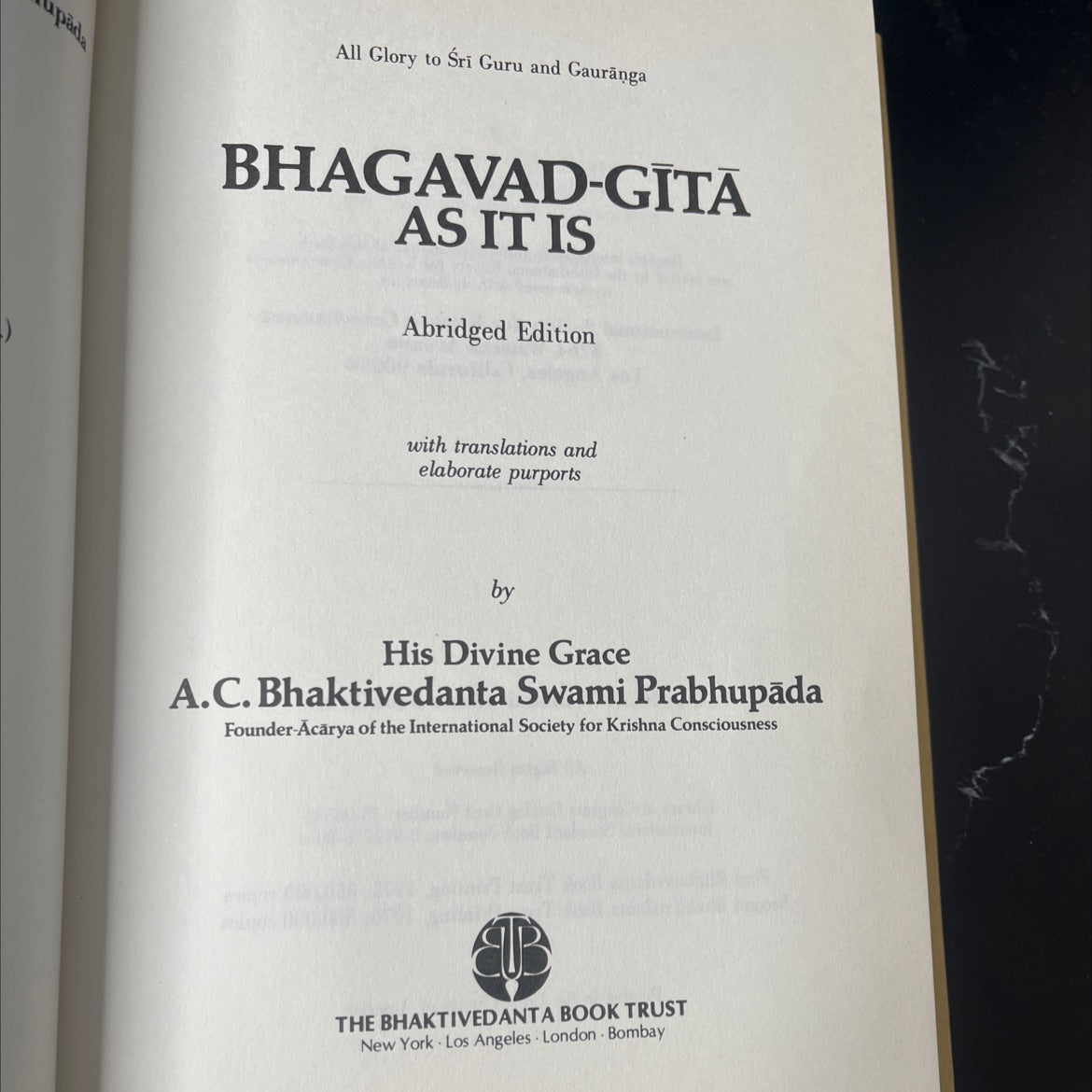 bhagavad-gītā as it is abridged edition book, by his divine grace a.c. bhaktivedanta swami prabhupada, 1972 Hardcover image 2