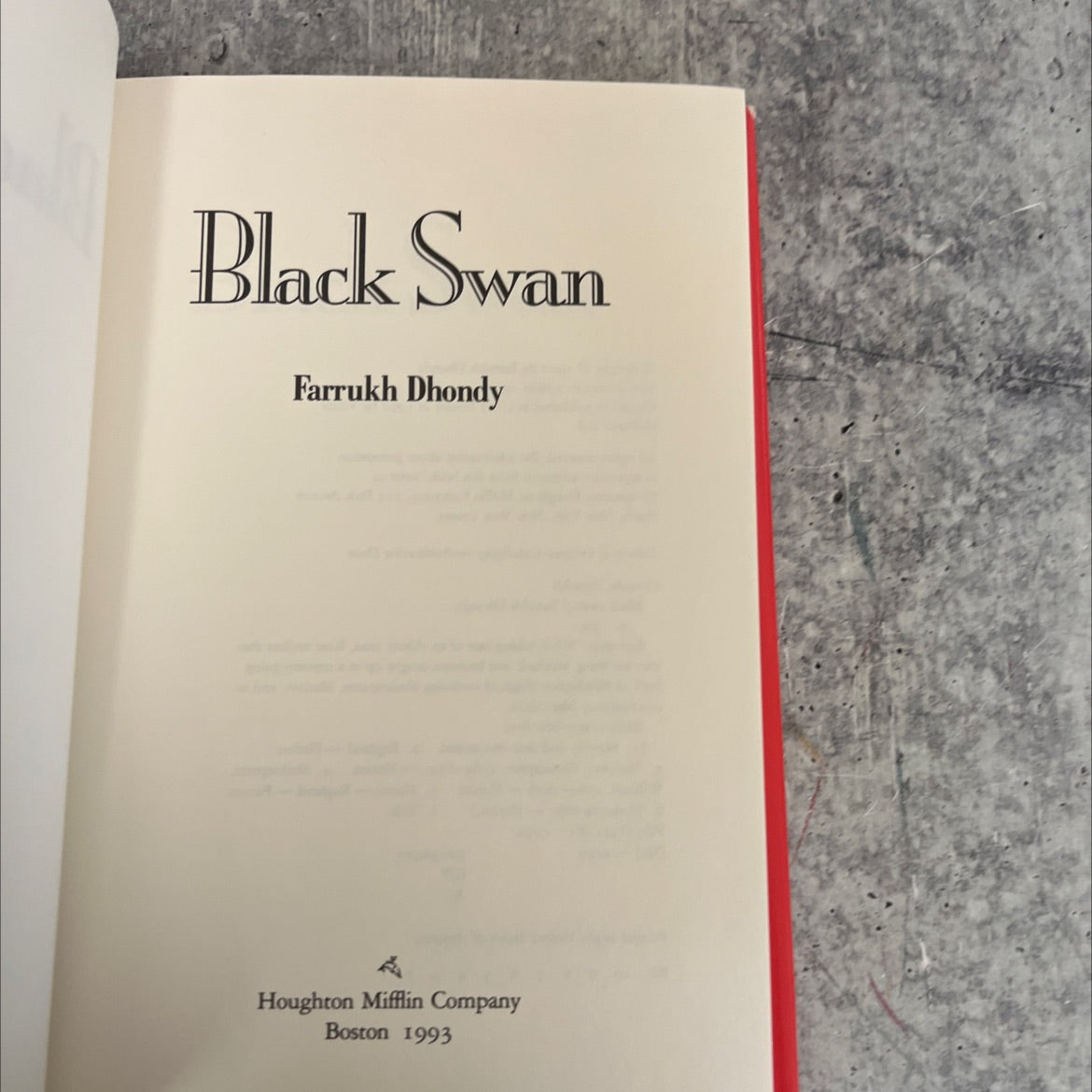 black swan book, by Farrukh Dhondy, 1993 Hardcover image 2