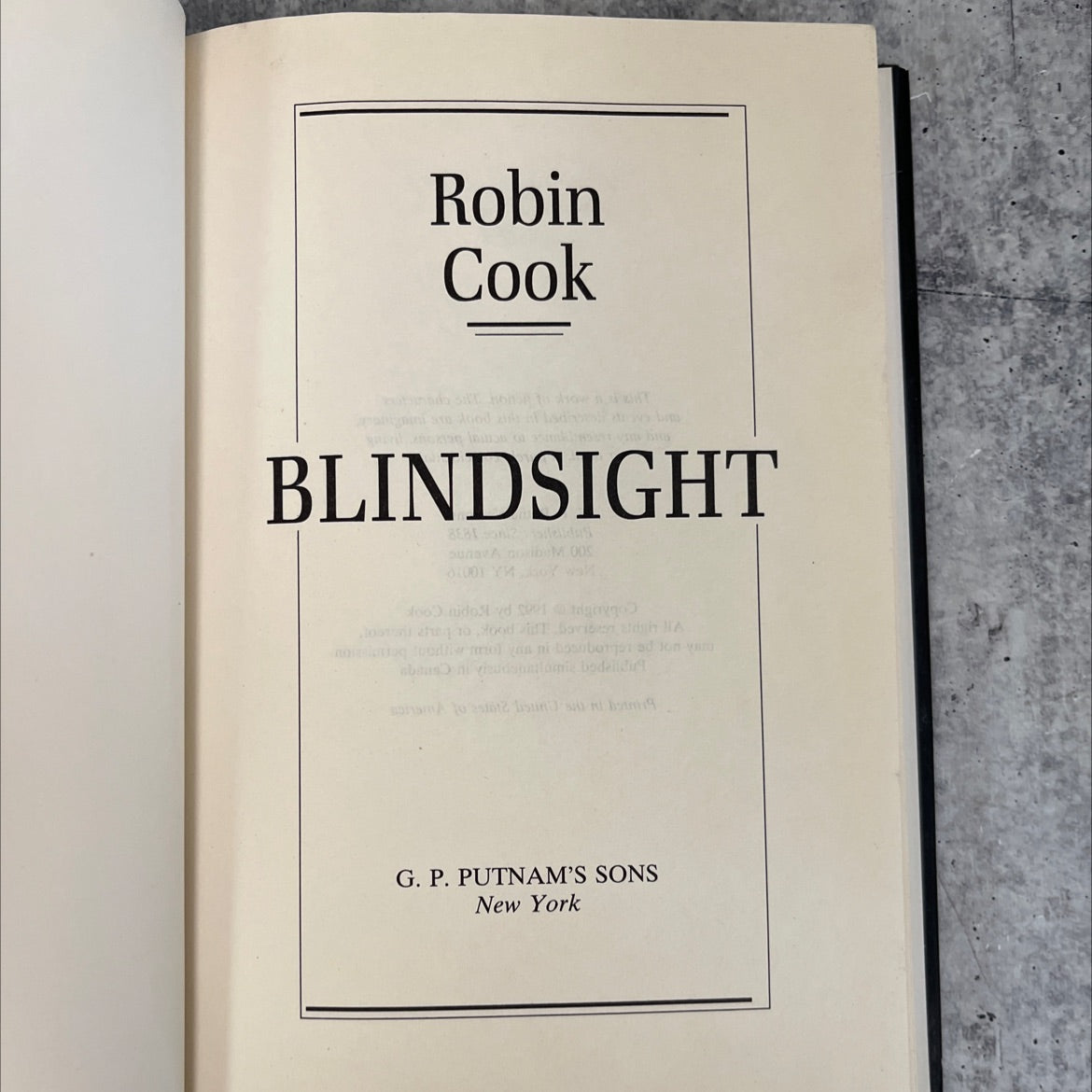 Robin Cook BookClub Editions  - blindsight book, by Robin Cook, 1992 Hardcover image 2