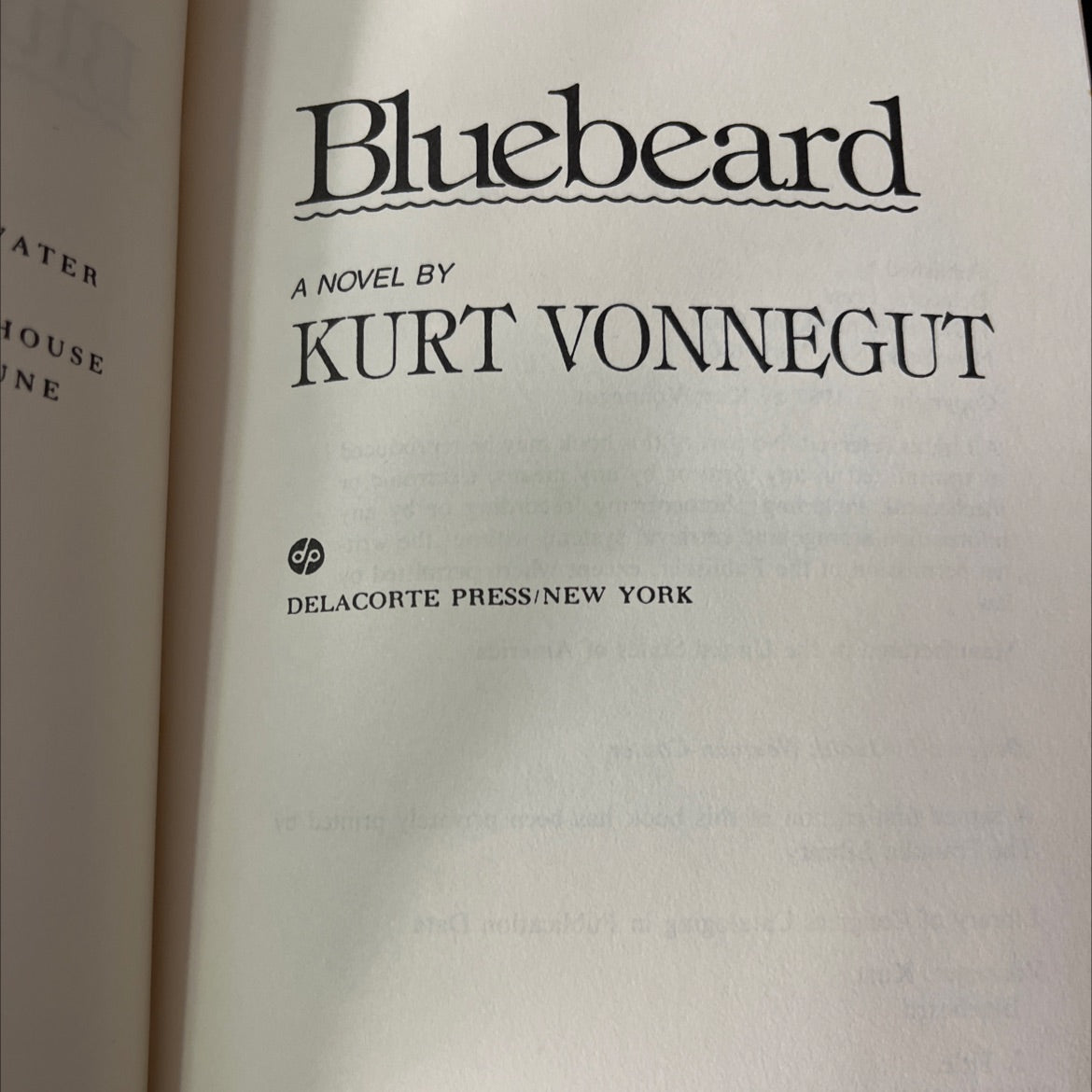 bluebeard book, by kurt vonnegut, 1987 Hardcover, First Edition image 2