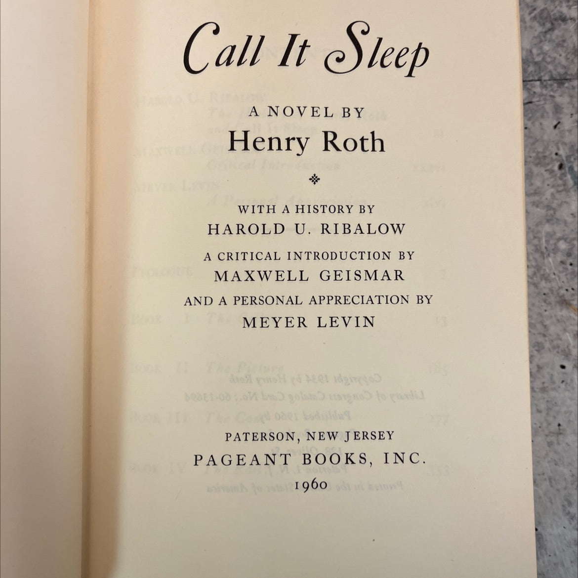 call it sleep book, by henry roth, 1960 Hardcover image 2