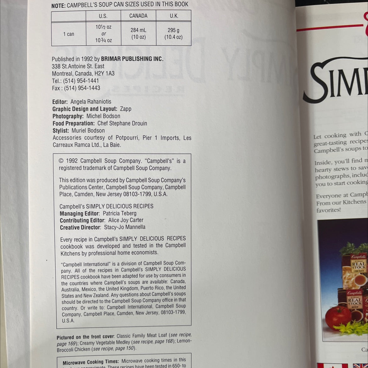 campbells simply delicious recipes book, by unknown, 1992 Hardcover image 3