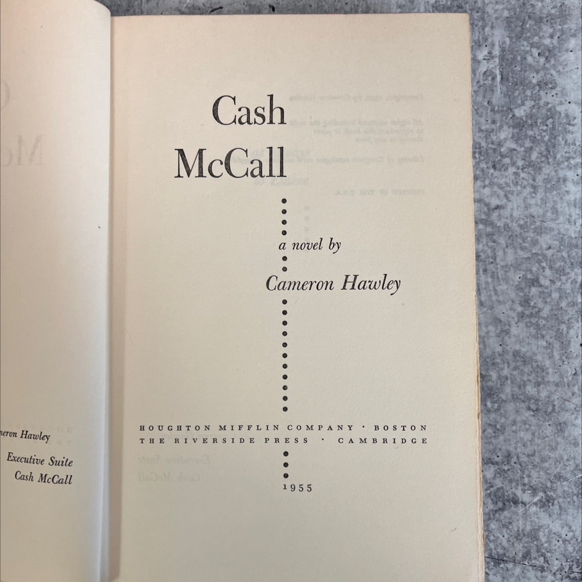 cash mccall book, by cameron hawley, 1955 Hardcover, Vintage image 2