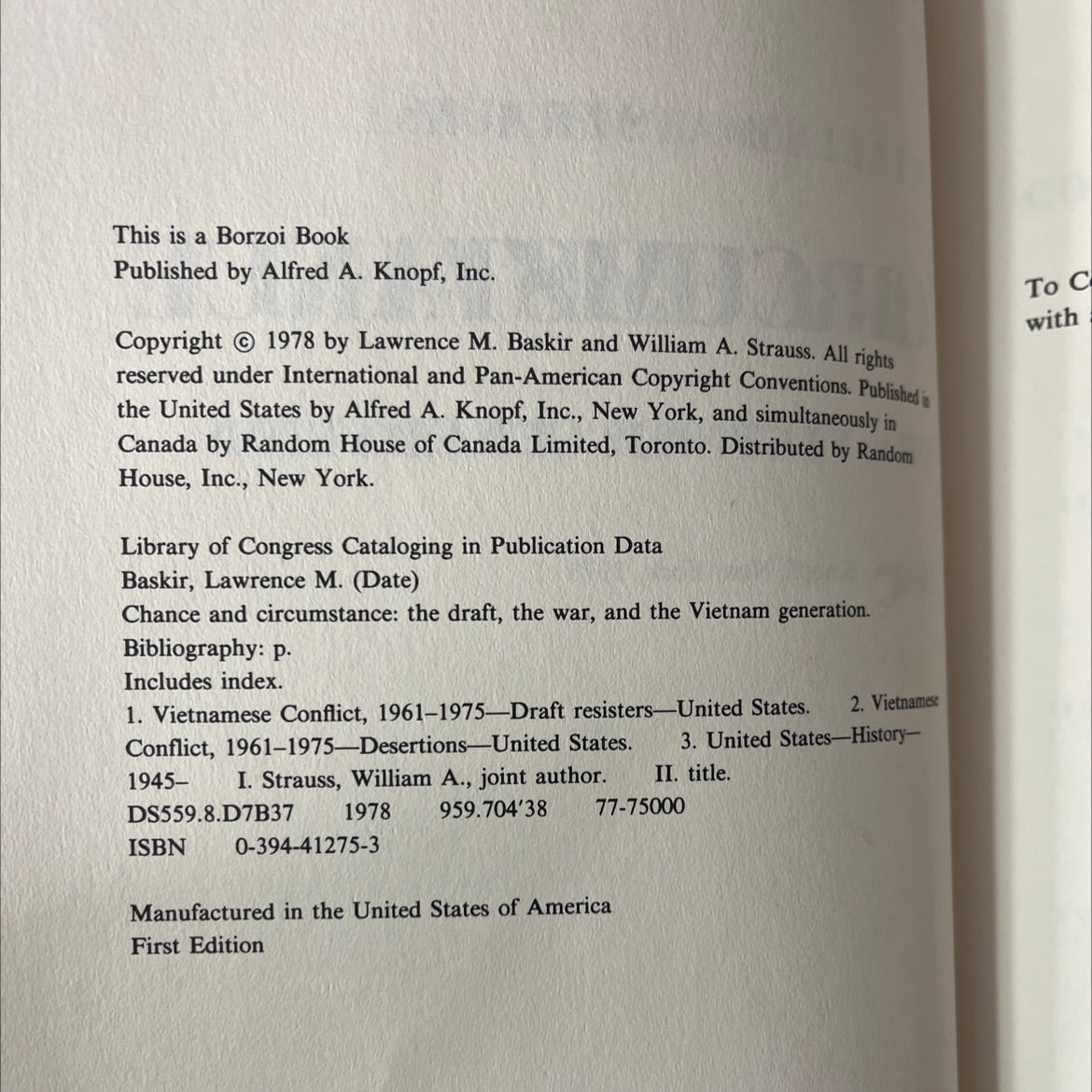 chance and circumstance: the draft, the war, and the vietnam generation book, by lawrence m. baskir, william a. image 3