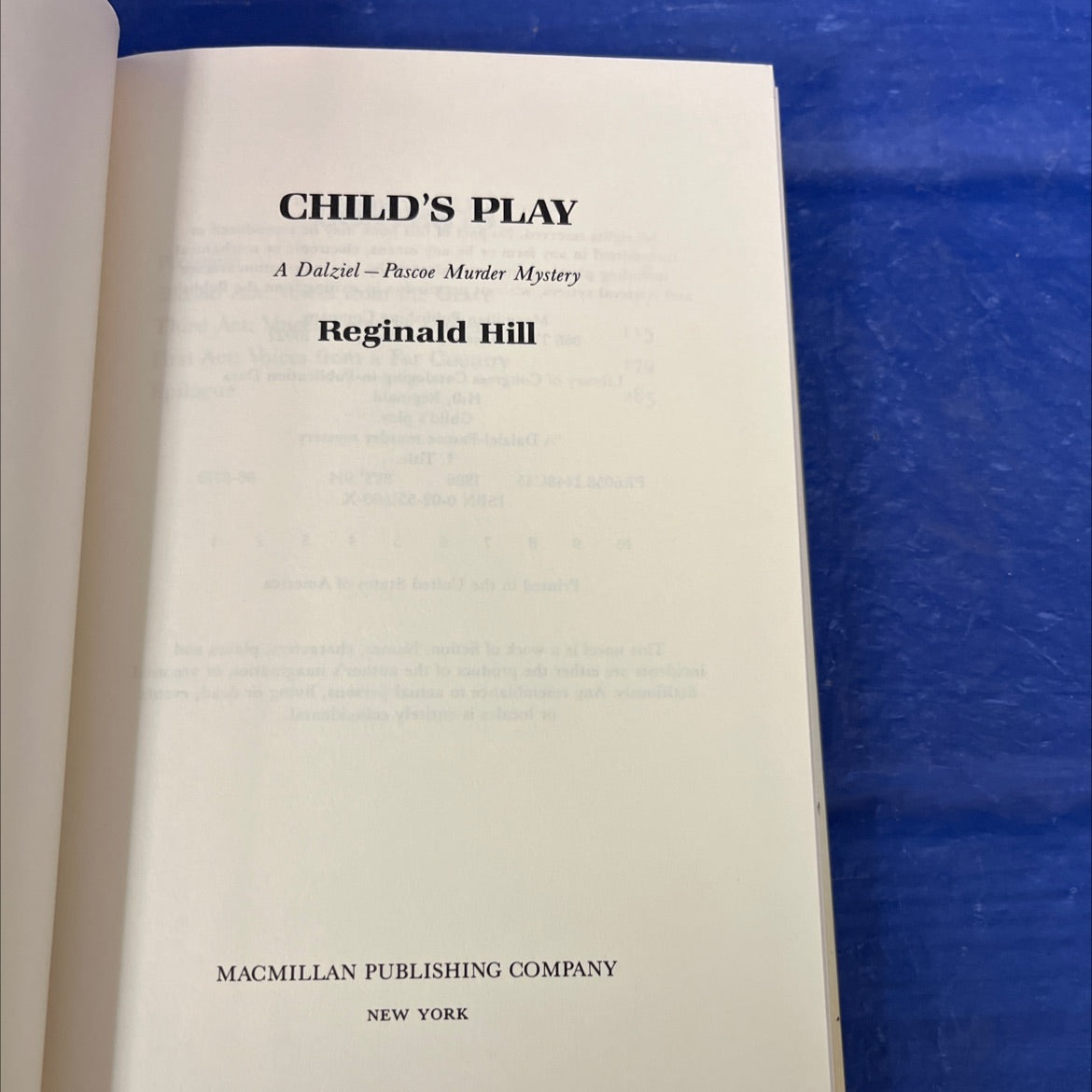 SIGNED child's play book, by Reginald Hill, 1987 Hardcover, First Edition image 2