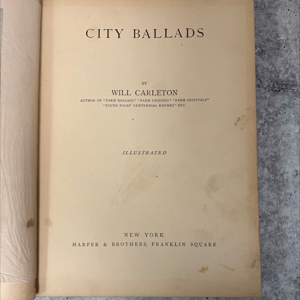 city ballads book, by will carleton, 1885 Hardcover, Rare, Antique image 2