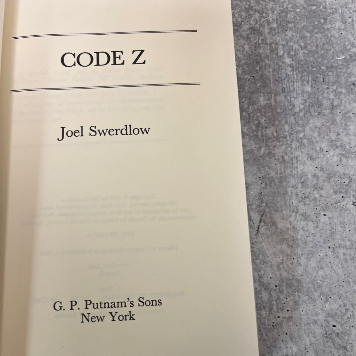 SIGNED code z book, by Joel Swerdlow, 1979 Hardcover, Vintage image 2