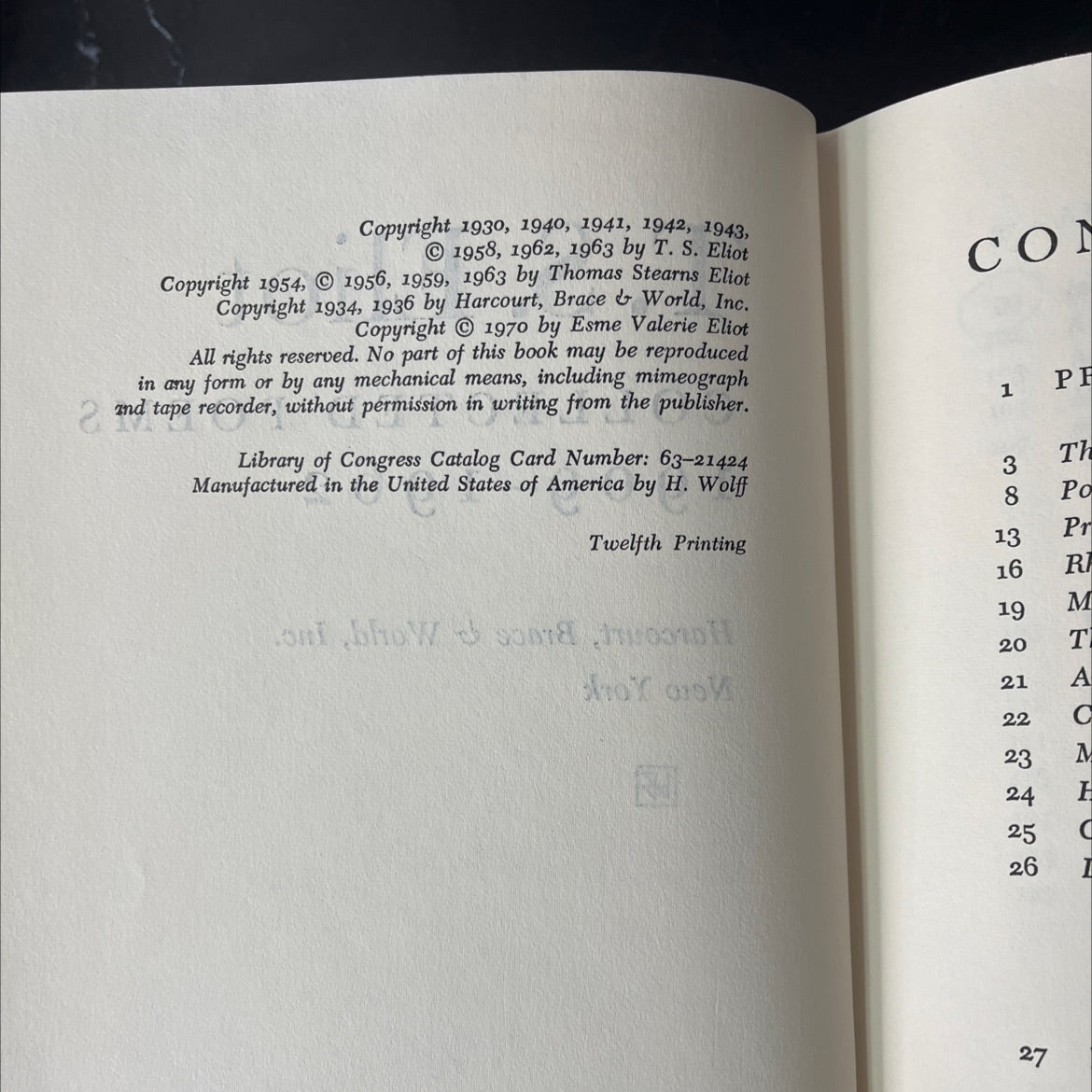 collected poems 1909-1962 book, by T. S. Eliot, 1970 Hardcover, Vintage image 3