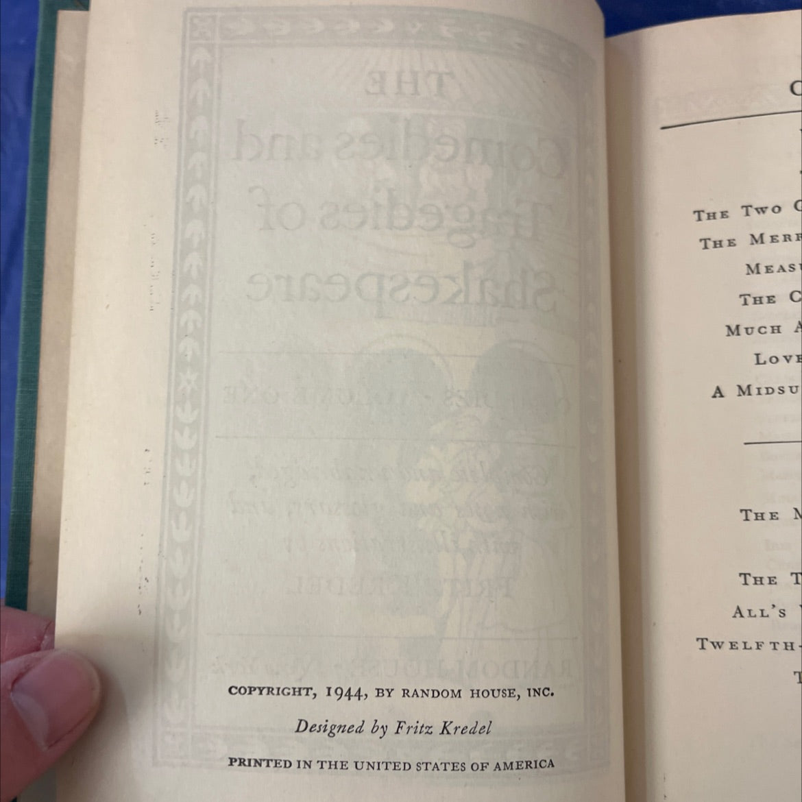 Shakespeare Comedies and Tragedies 4 volumes  - comedies volume one book, by William Shakespeare, 1944 Hardcover image 3