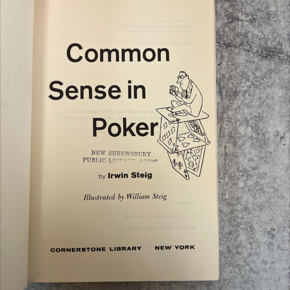 common sense in poker book, by Irwin Steig, 1963 Hardcover image 2