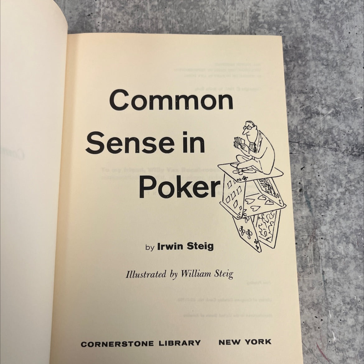 common sense in poker book, by irwin steig, 1963 Hardcover image 2