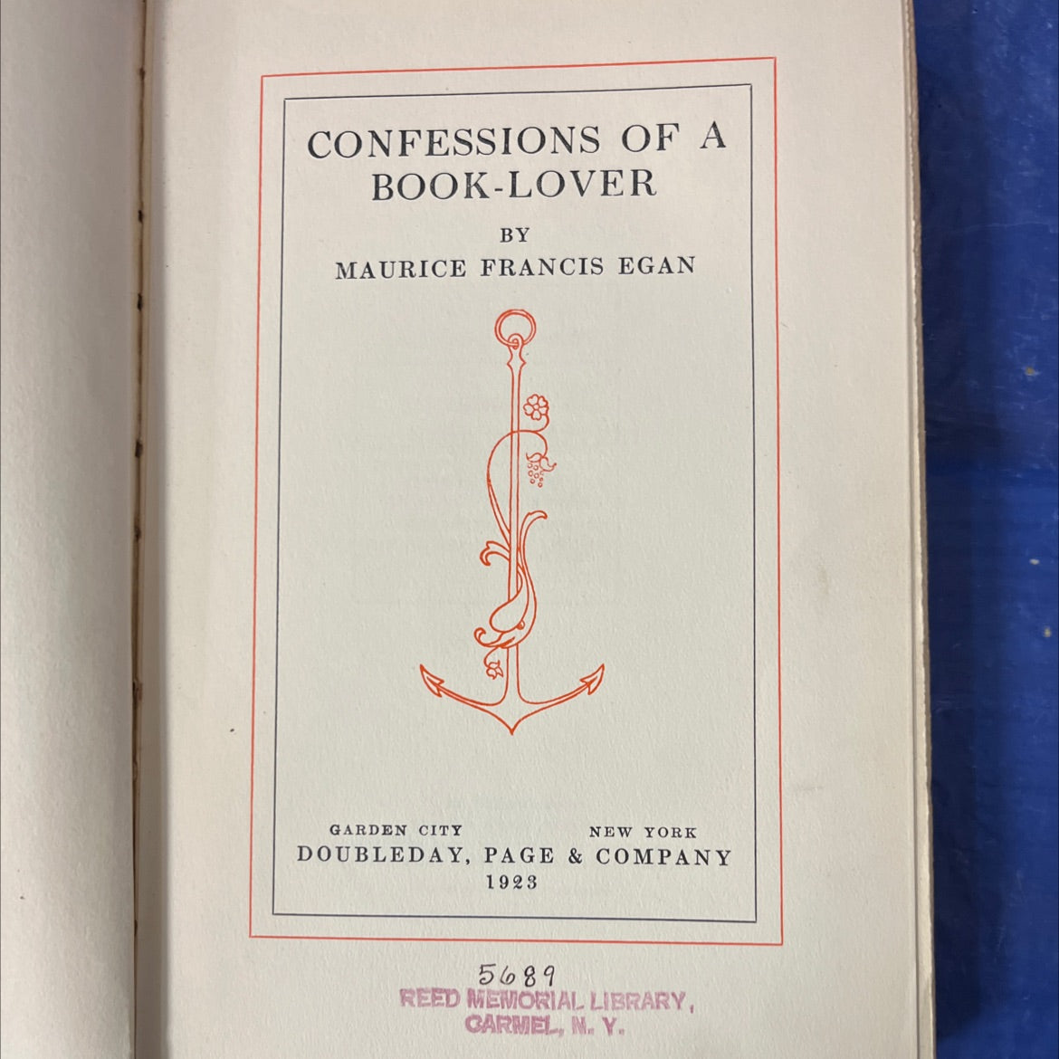 confessions of a book-lover book, by maurice francis egan, 1923 Hardcover image 2