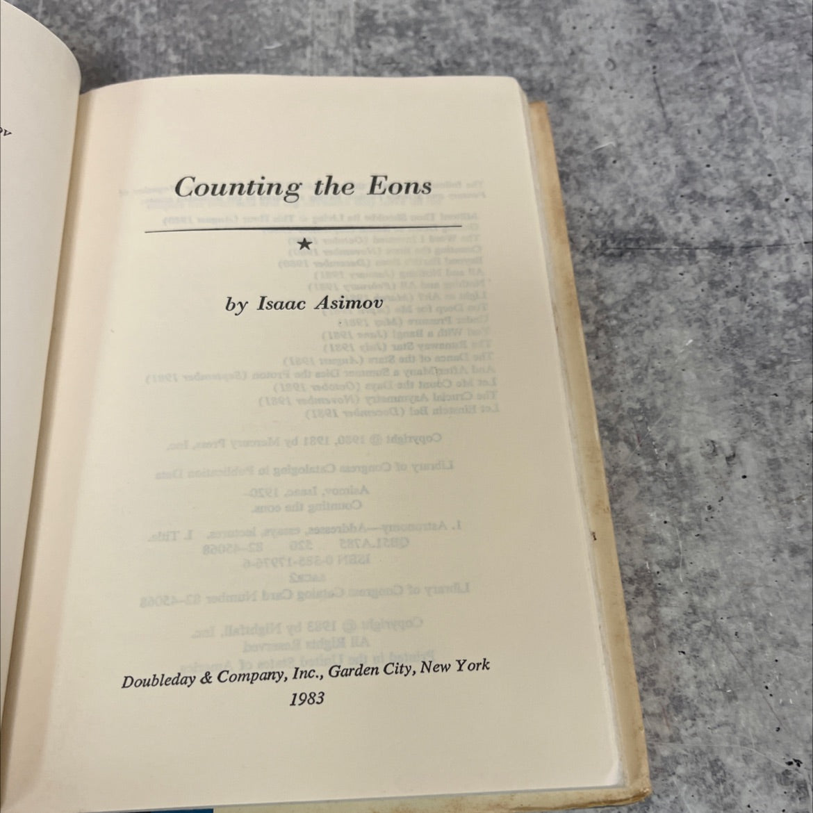 counting the eons book, by isaac asimov, 1983 Hardcover image 2