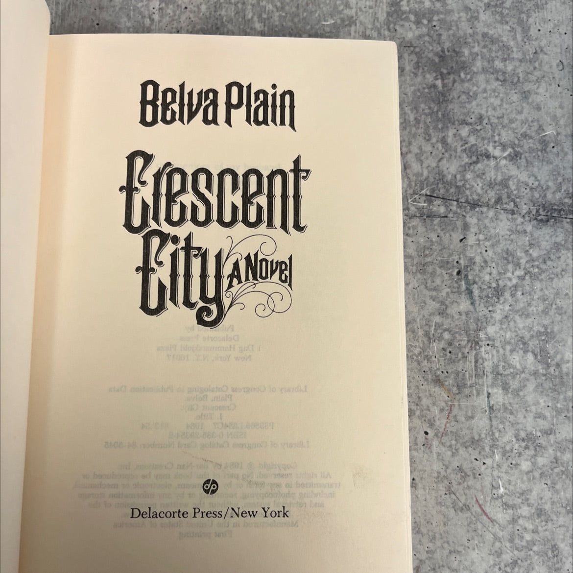 crescent city book, by belva plain, 1984 Hardcover image 2