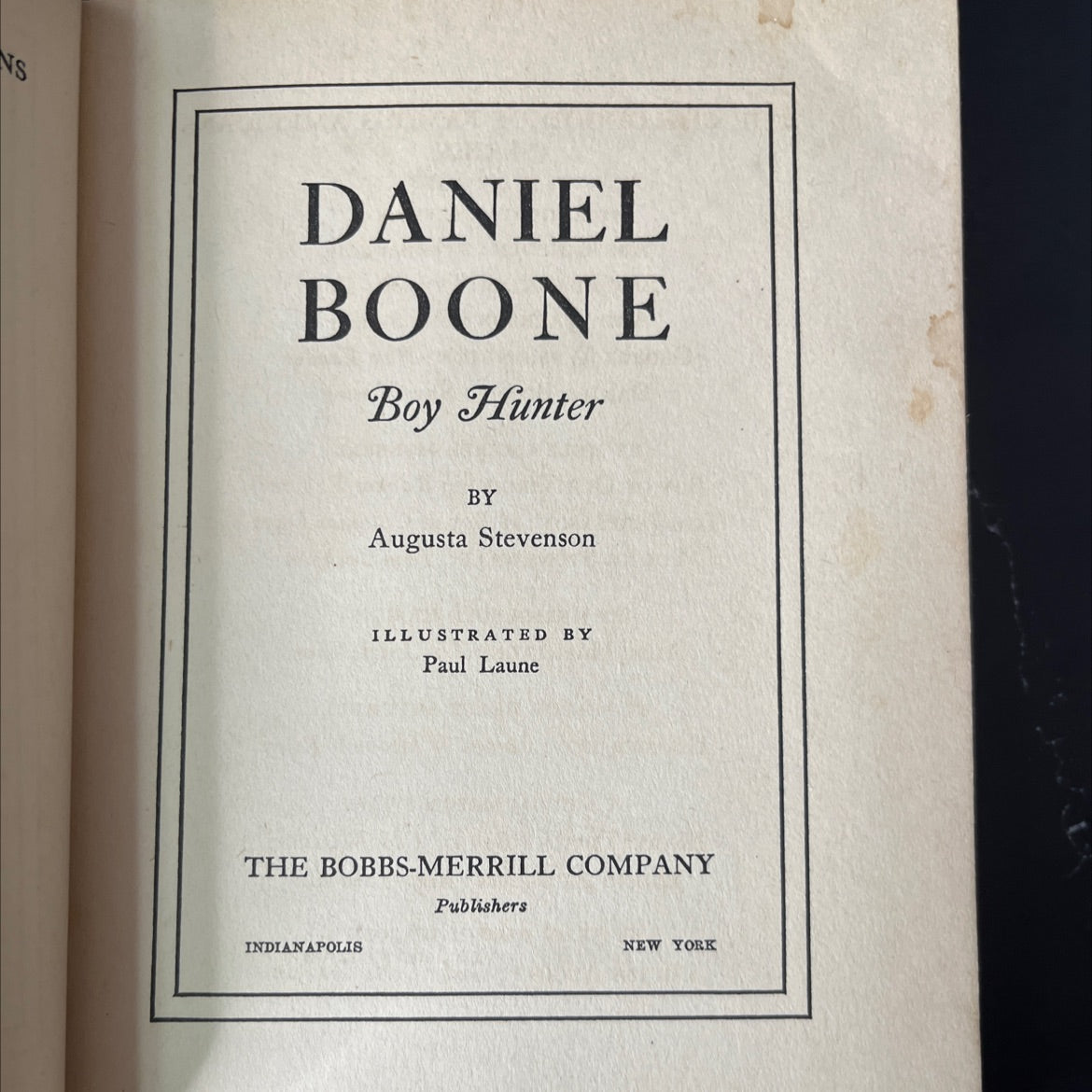 daniel boone boy hunter book, by augusta stevenson, 1943 Hardcover, First Edition, Vintage image 2