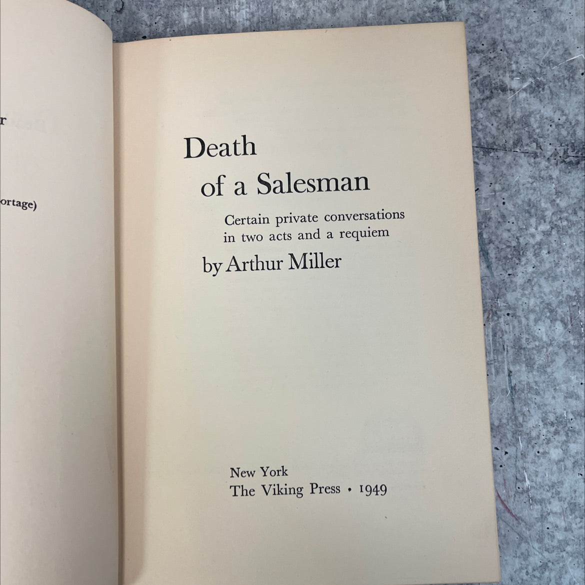 death of a salesman certain private conversations in two acts and a requiem book, by Arthur Miller, 1949 Hardcover, image 2