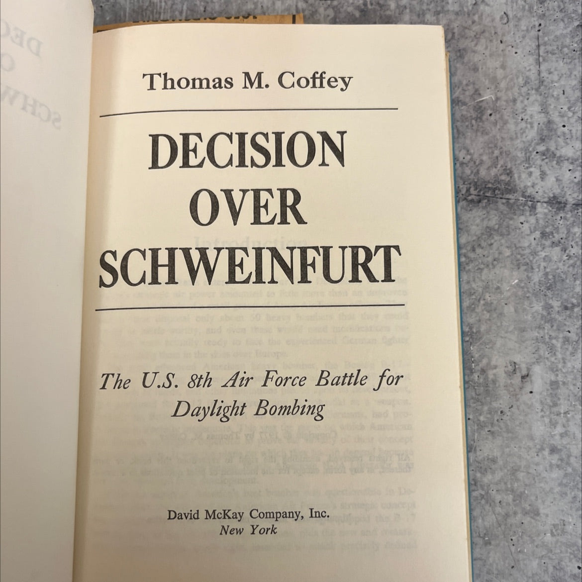 decision over schweinfurt book, by thomas m. coffey, 1977 Hardcover image 2