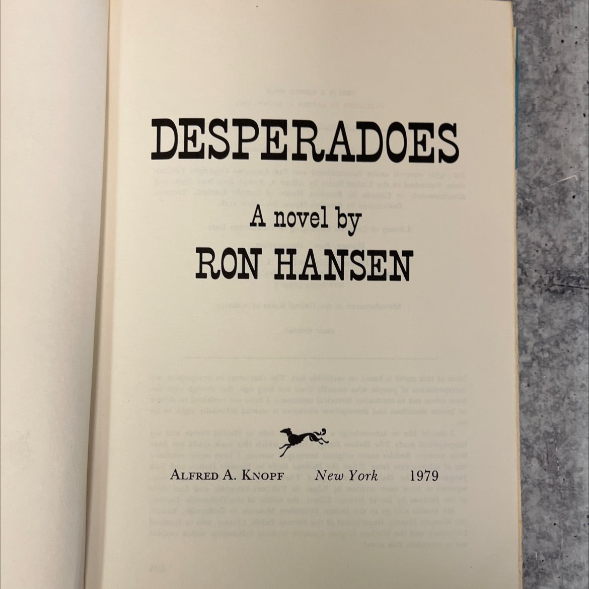 desperadoes book, by ron hansen, 1979 Hardcover, First Edition, Vintage image 2