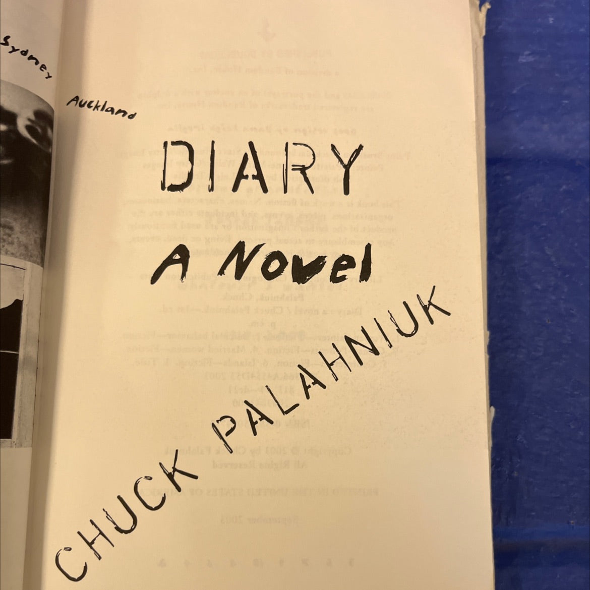 diary book, by chuck palahniuk, 2003 Hardcover image 2