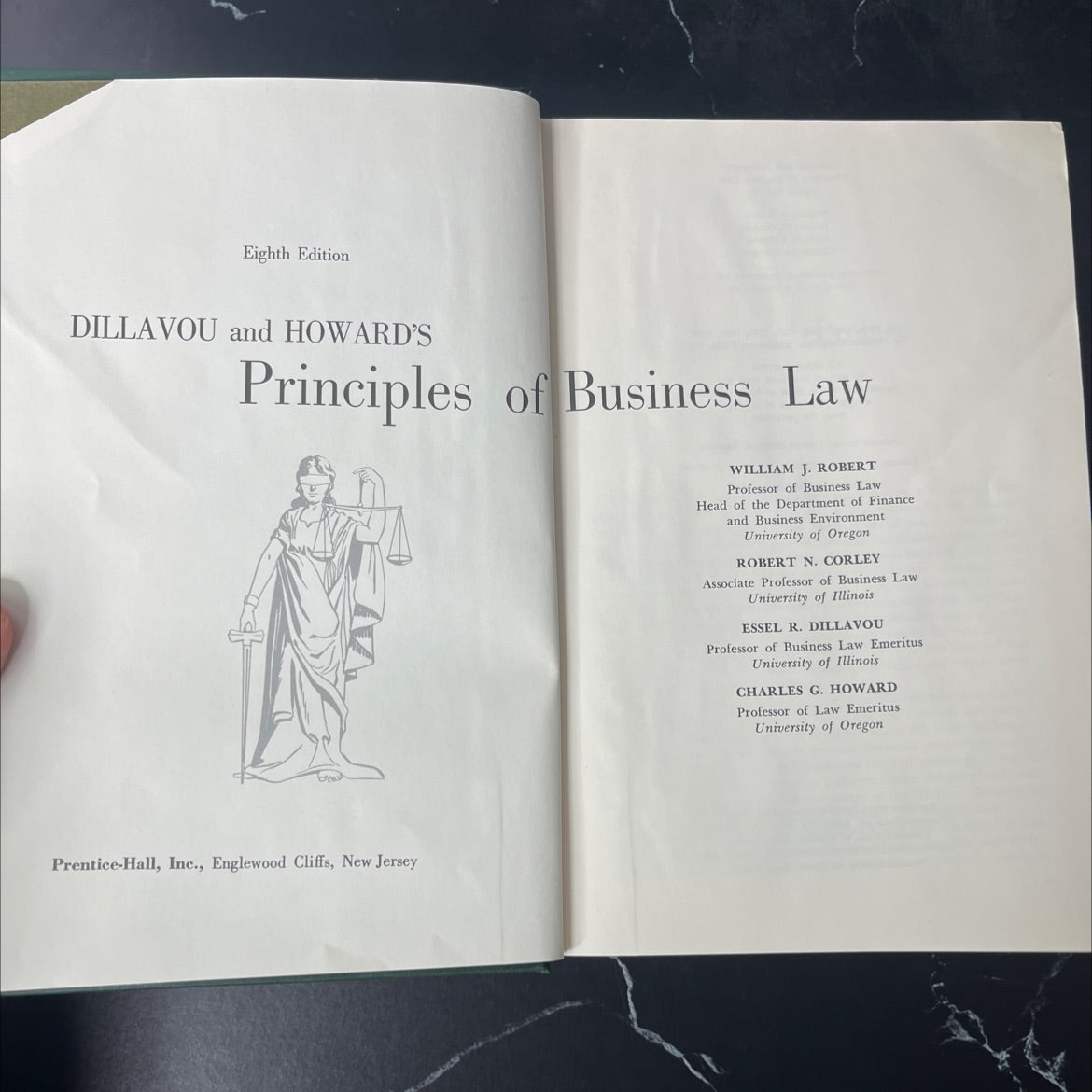 dillavou and howard's principles of business law book, by william j. robert, robert n. corley, essel r. dillavou, image 2