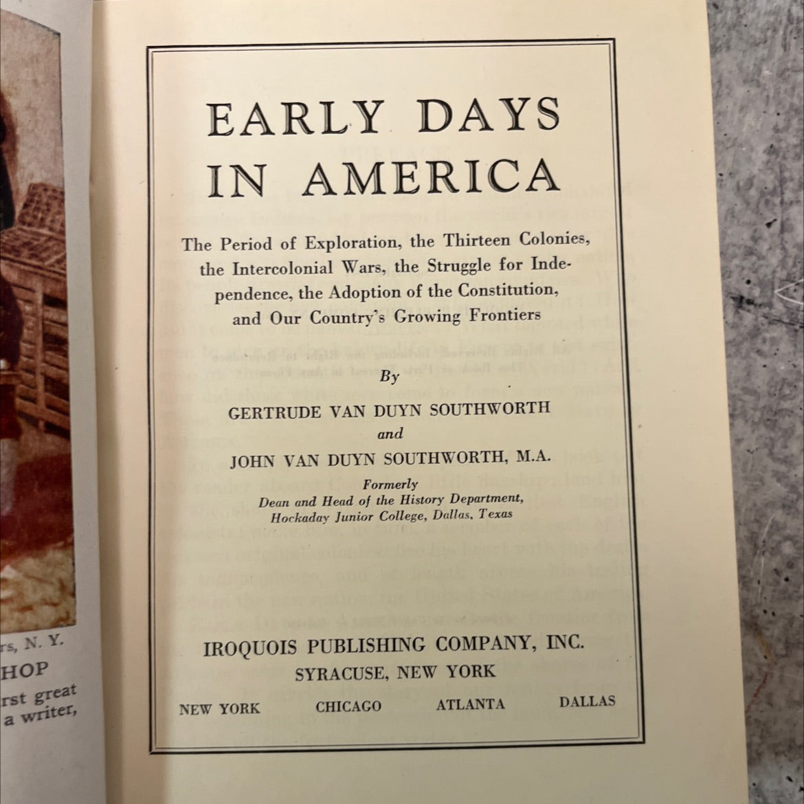 early days in america book, by gertrude van duyn southworth, john van duyn southworth, 1944 Hardcover, Antique image 2